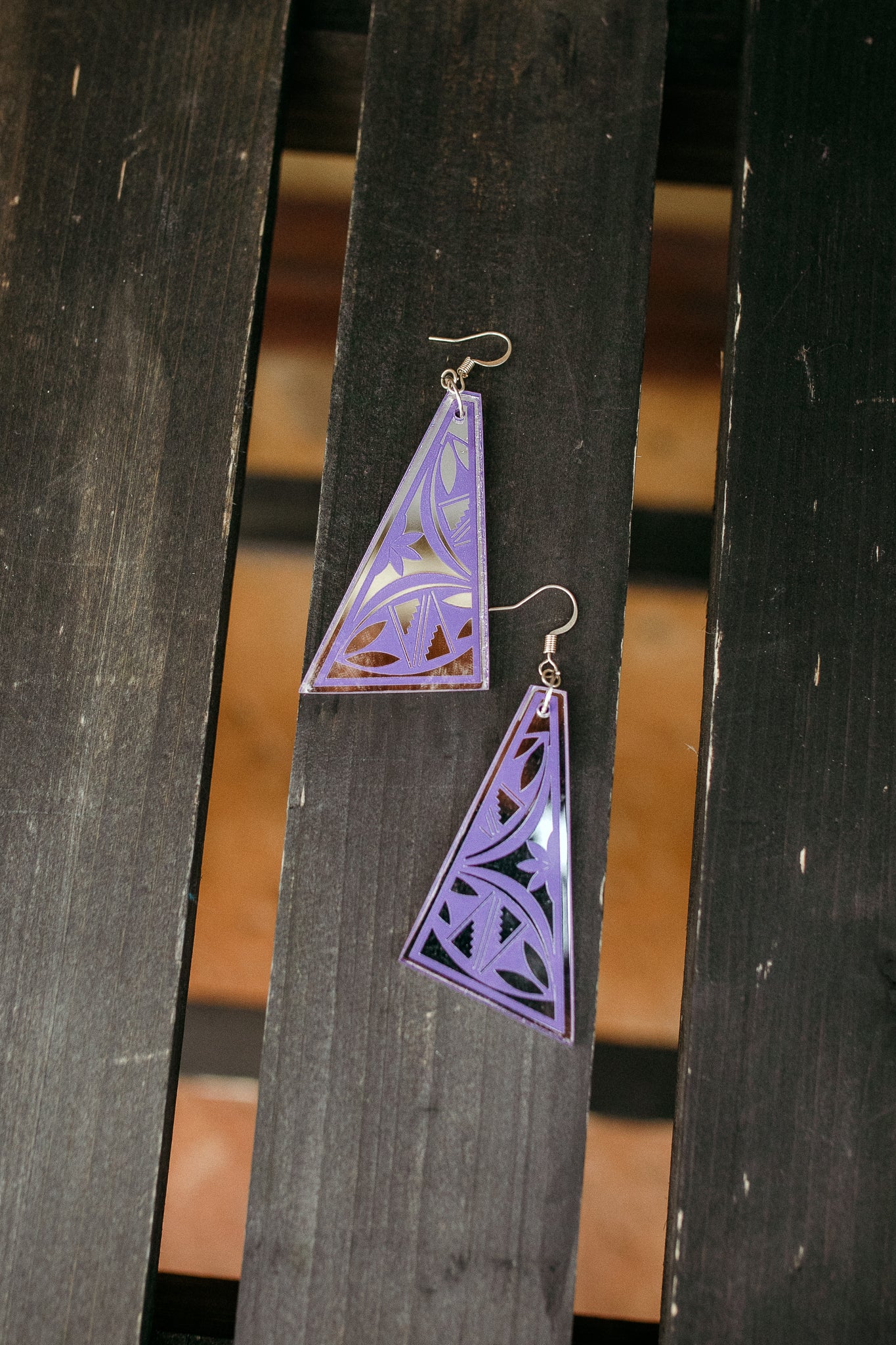 A Native Touch Earrings - Purple Mirror Laser Cut
