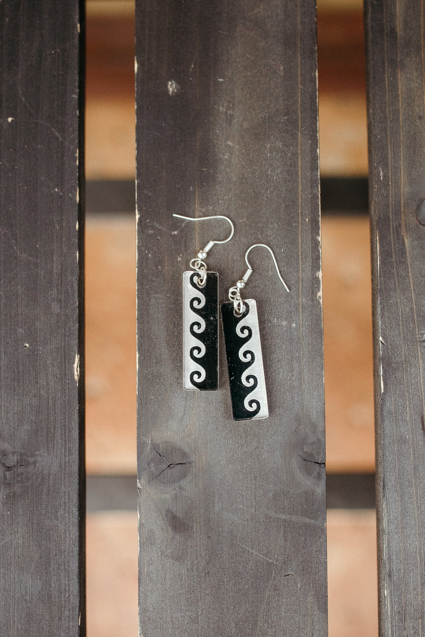A Native Touch Earrings - Small Black Laser Print Design