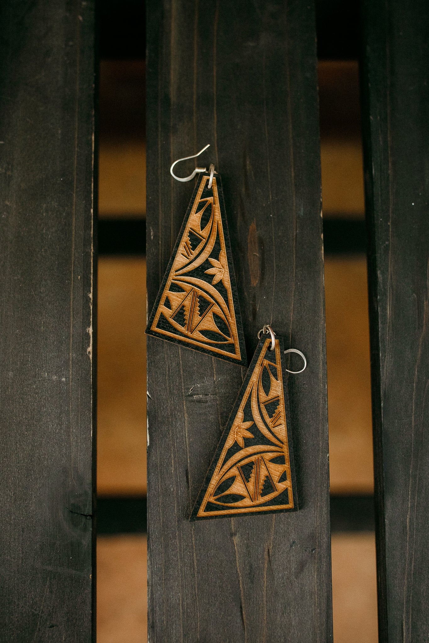 A Native Touch Earrings - Black Wooden Design