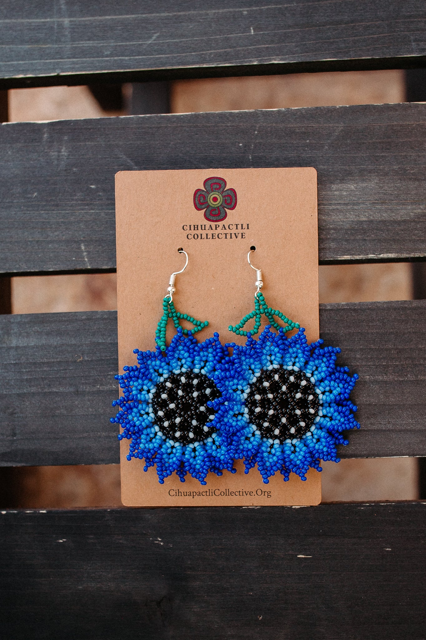 Beaded Sunflower Earrings