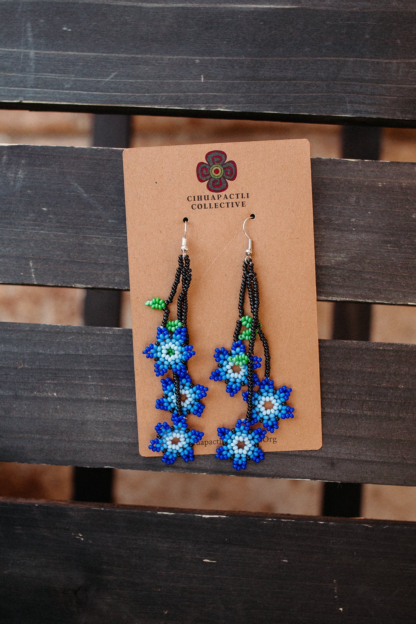 Three Tier Flower Beaded Earrings