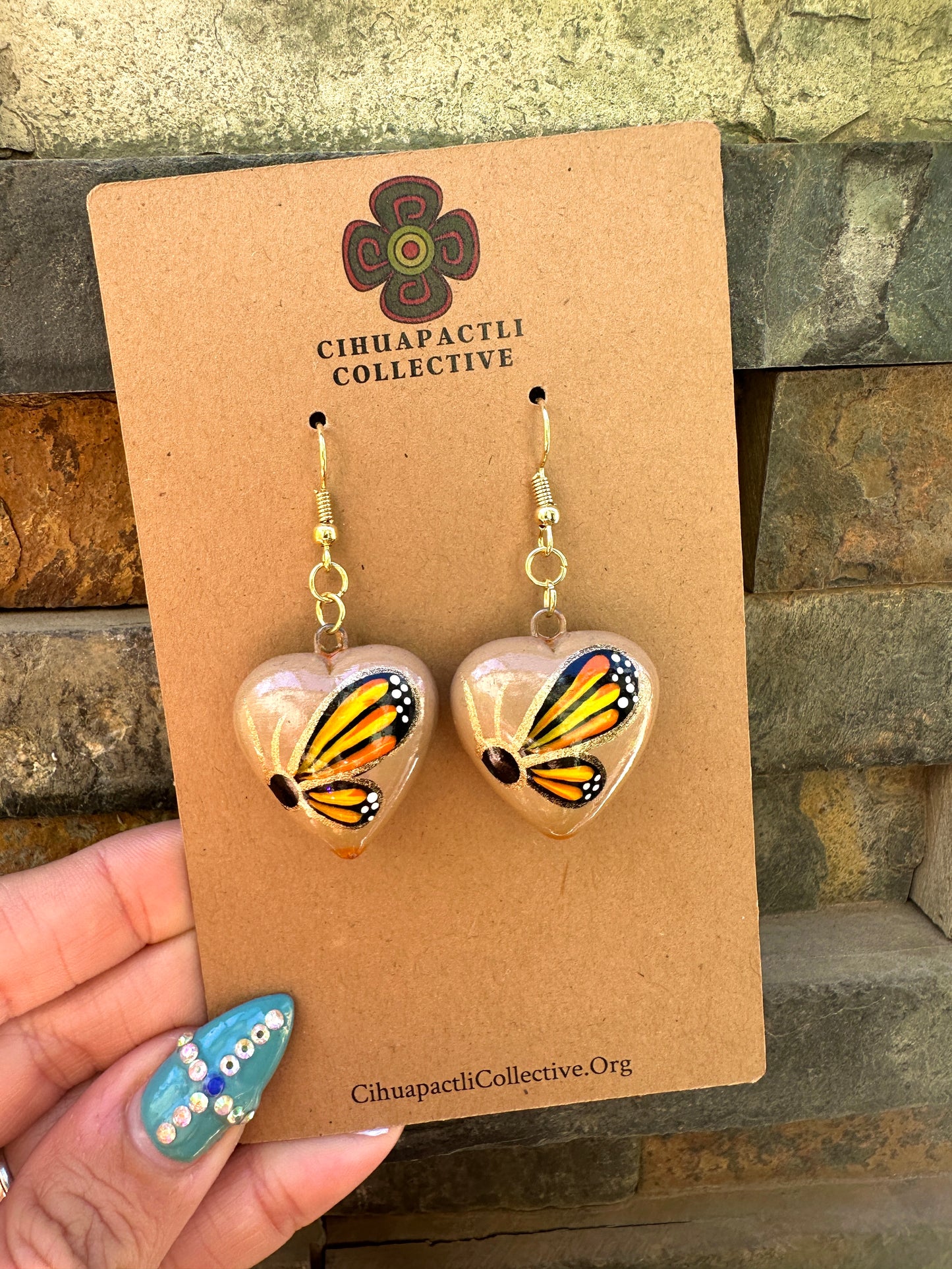 Ceramic Painted Corazon Earrings