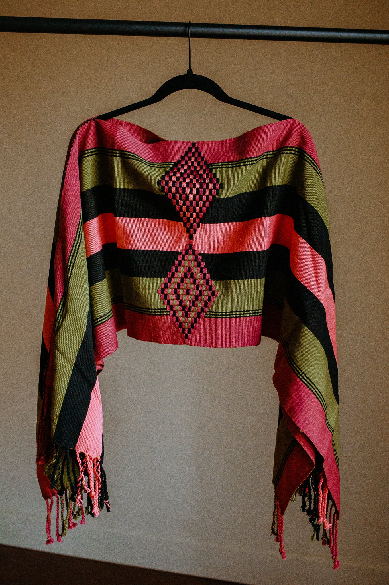 Pink Green Chiapas Poncho