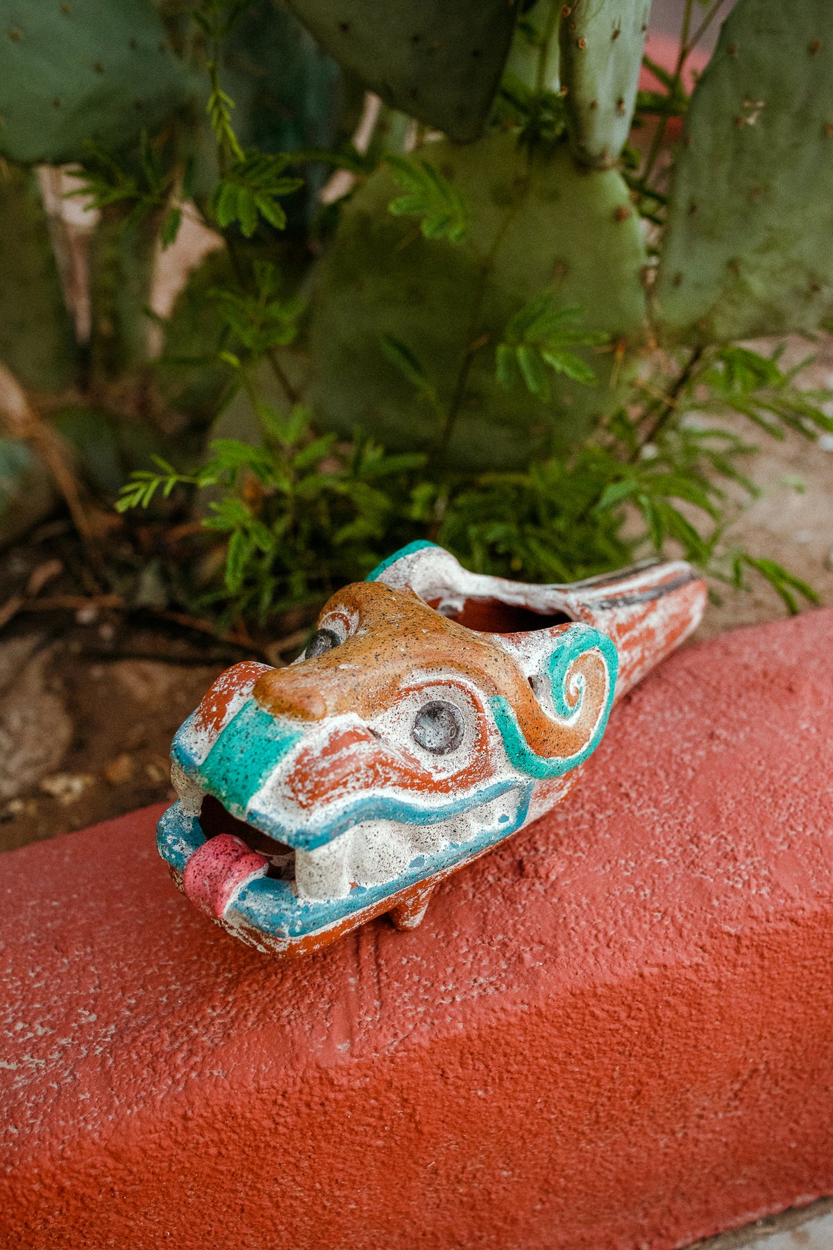 Large Painted Quetzalcoatl Ceramic Copalero aka Popoxcomitl