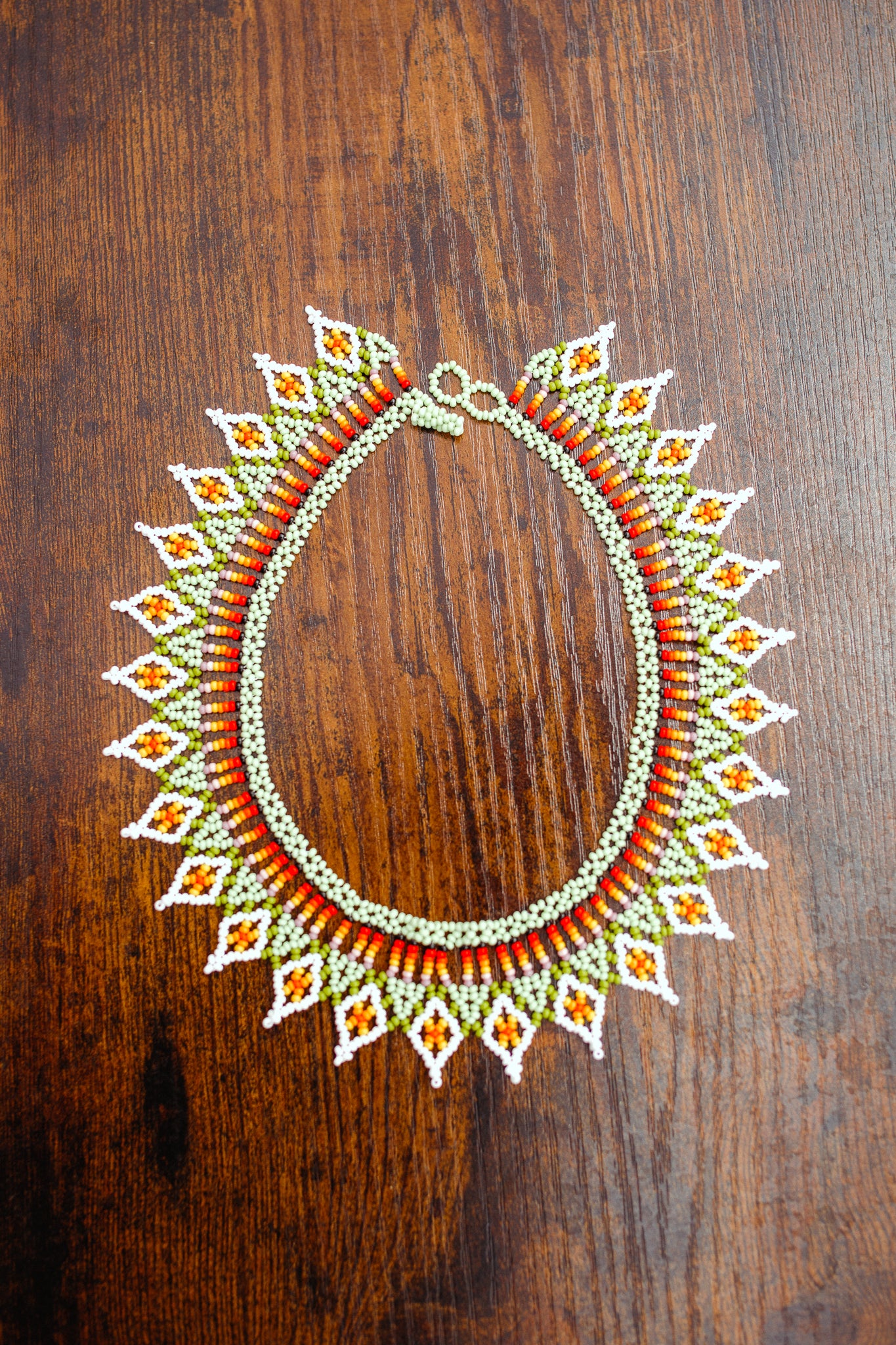 Citrus White Beaded Ecuadorian Necklace
