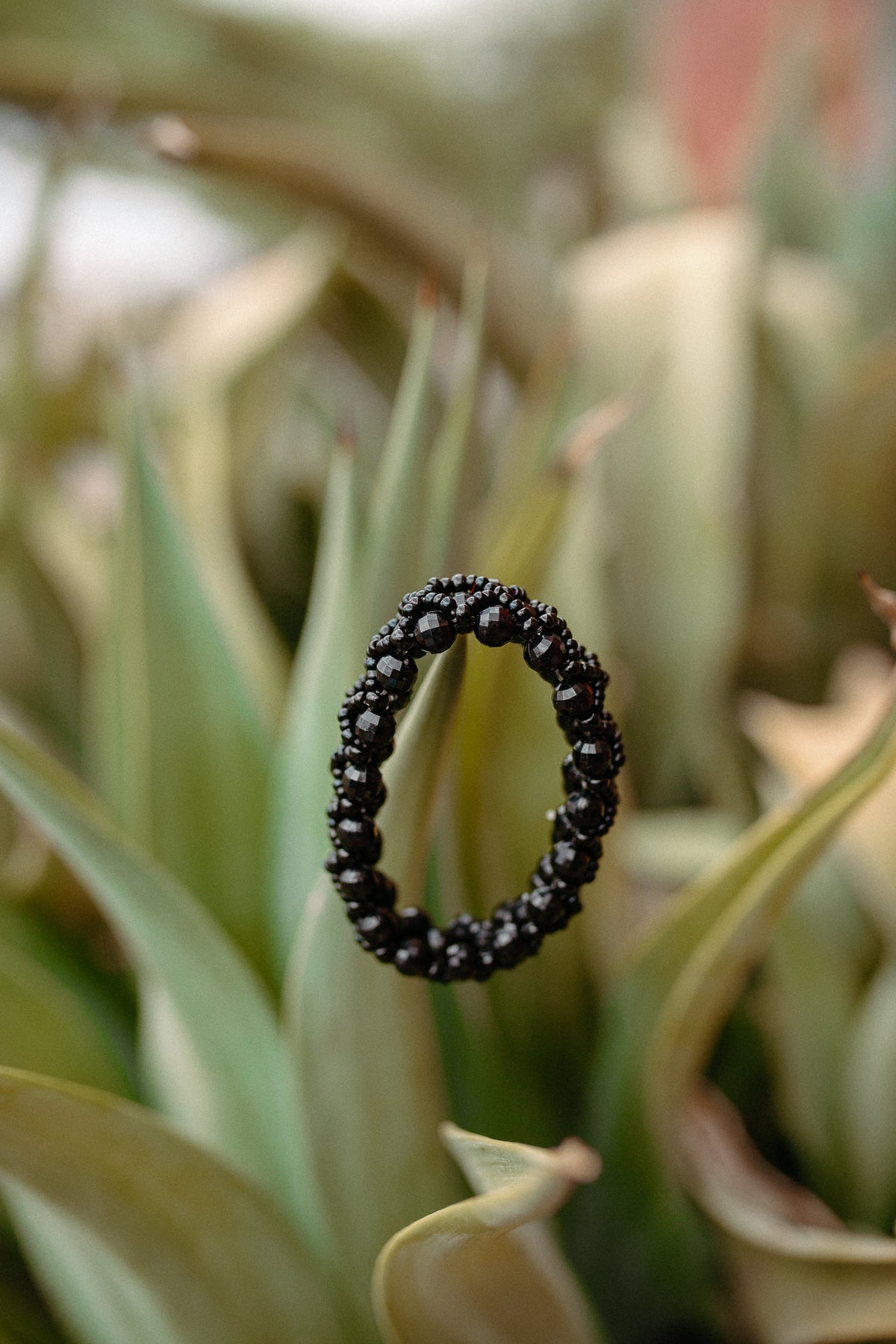 Ecuadorian Interlaced Black Beaded Bracelet