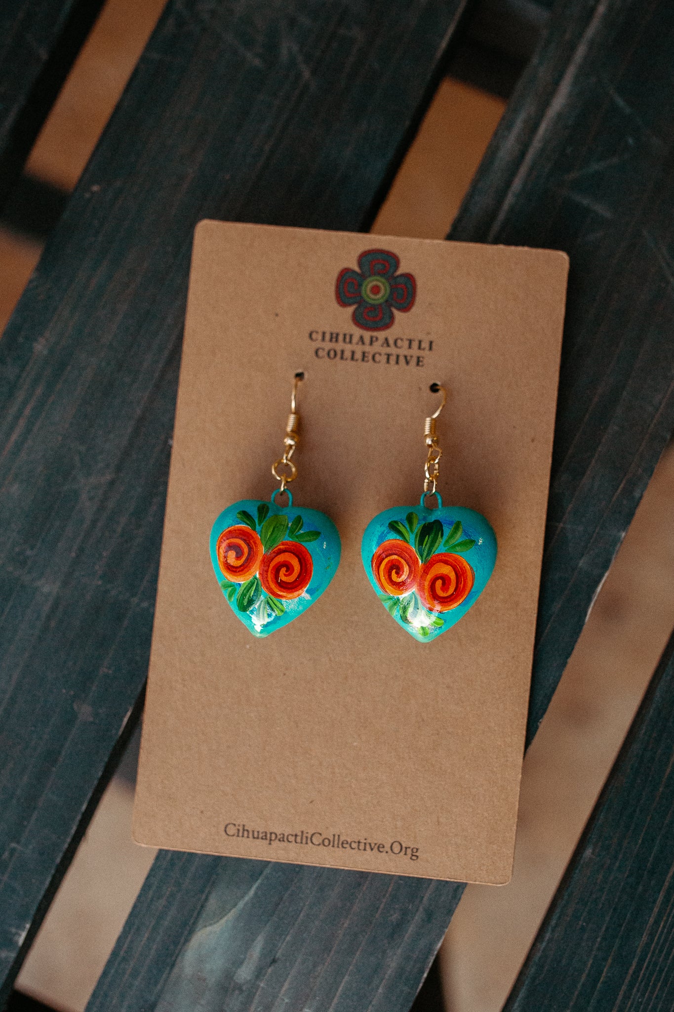 Ceramic Painted Corazon Earrings