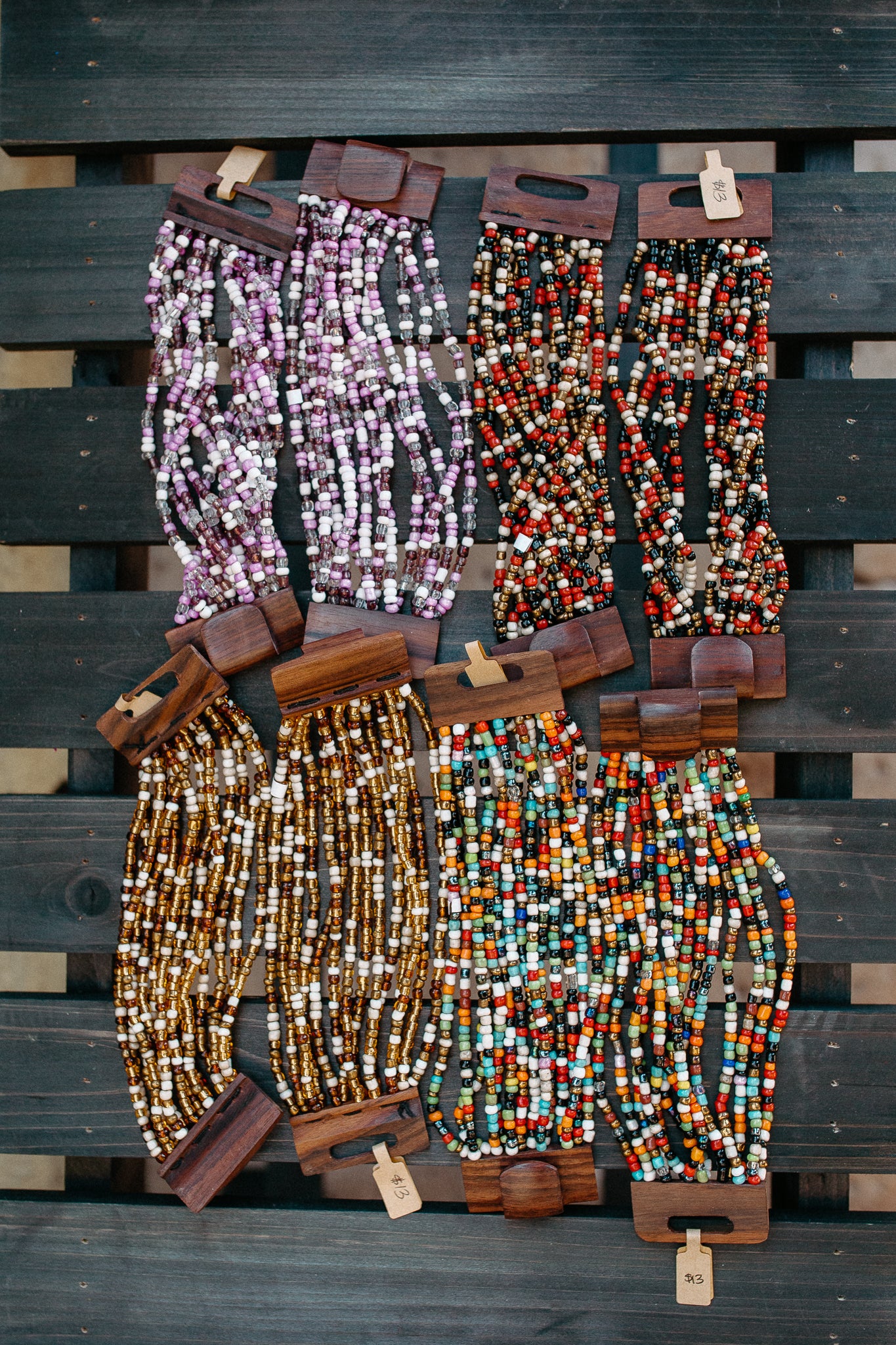 Beaded Wooden Clasp Bracelet