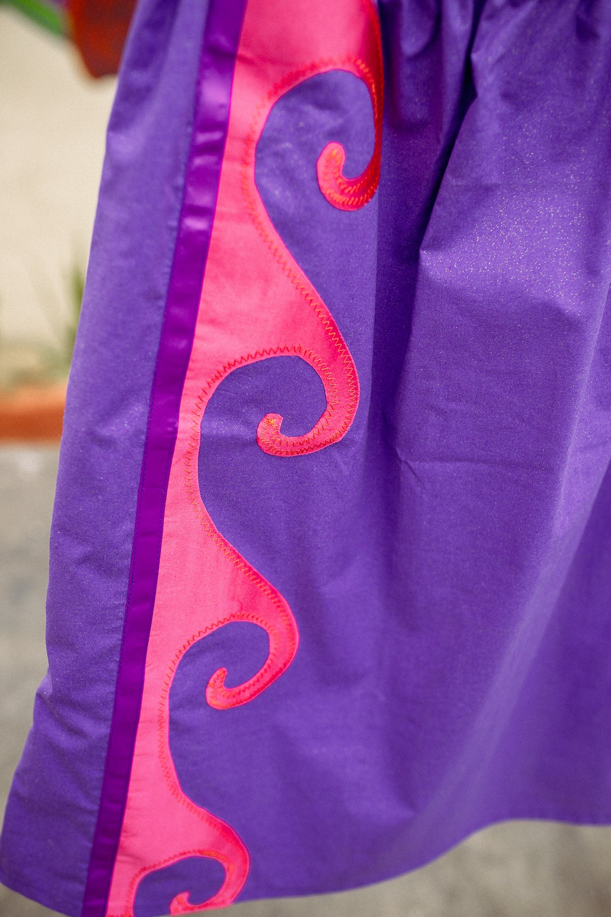 Tammy's O'odham Purple Pink Water Design S Ribbon Skirt