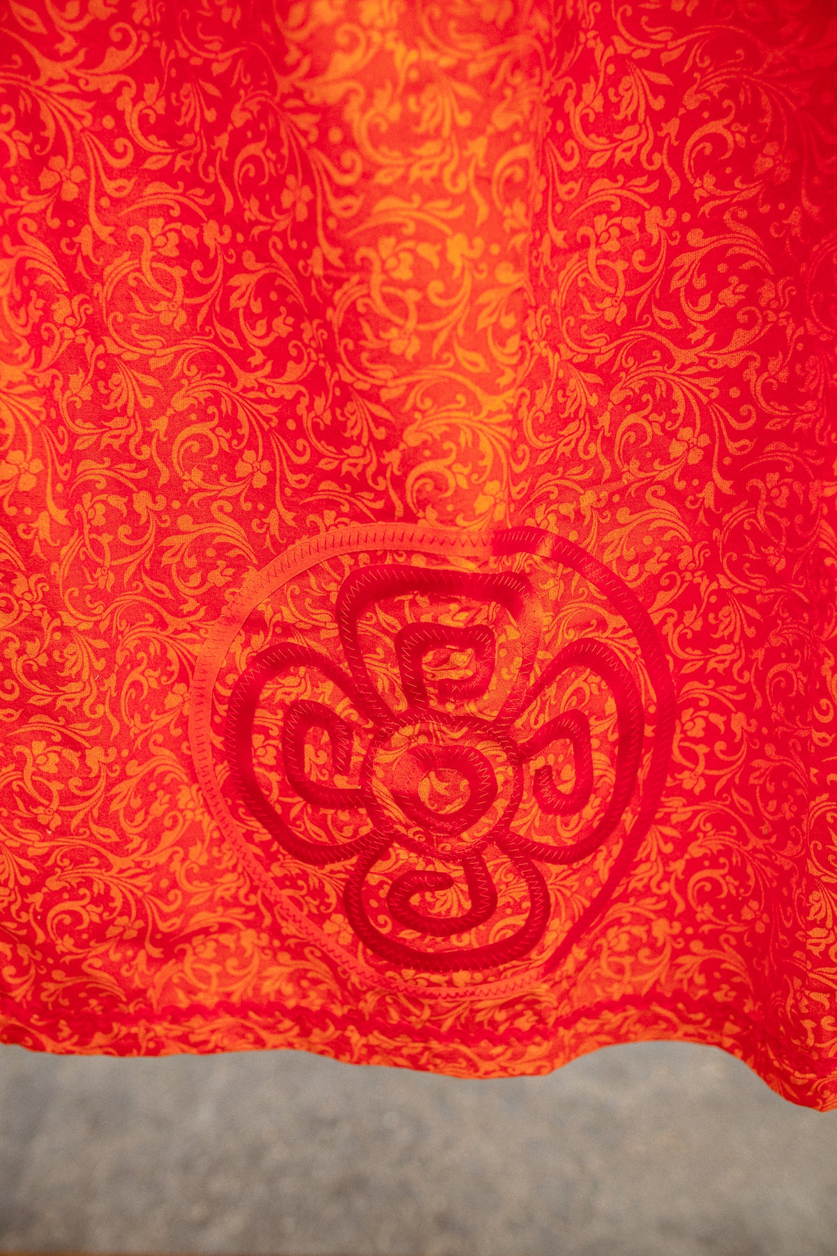 Tammy's O'odham Red Orange Paisley Design M Ribbon Skirt