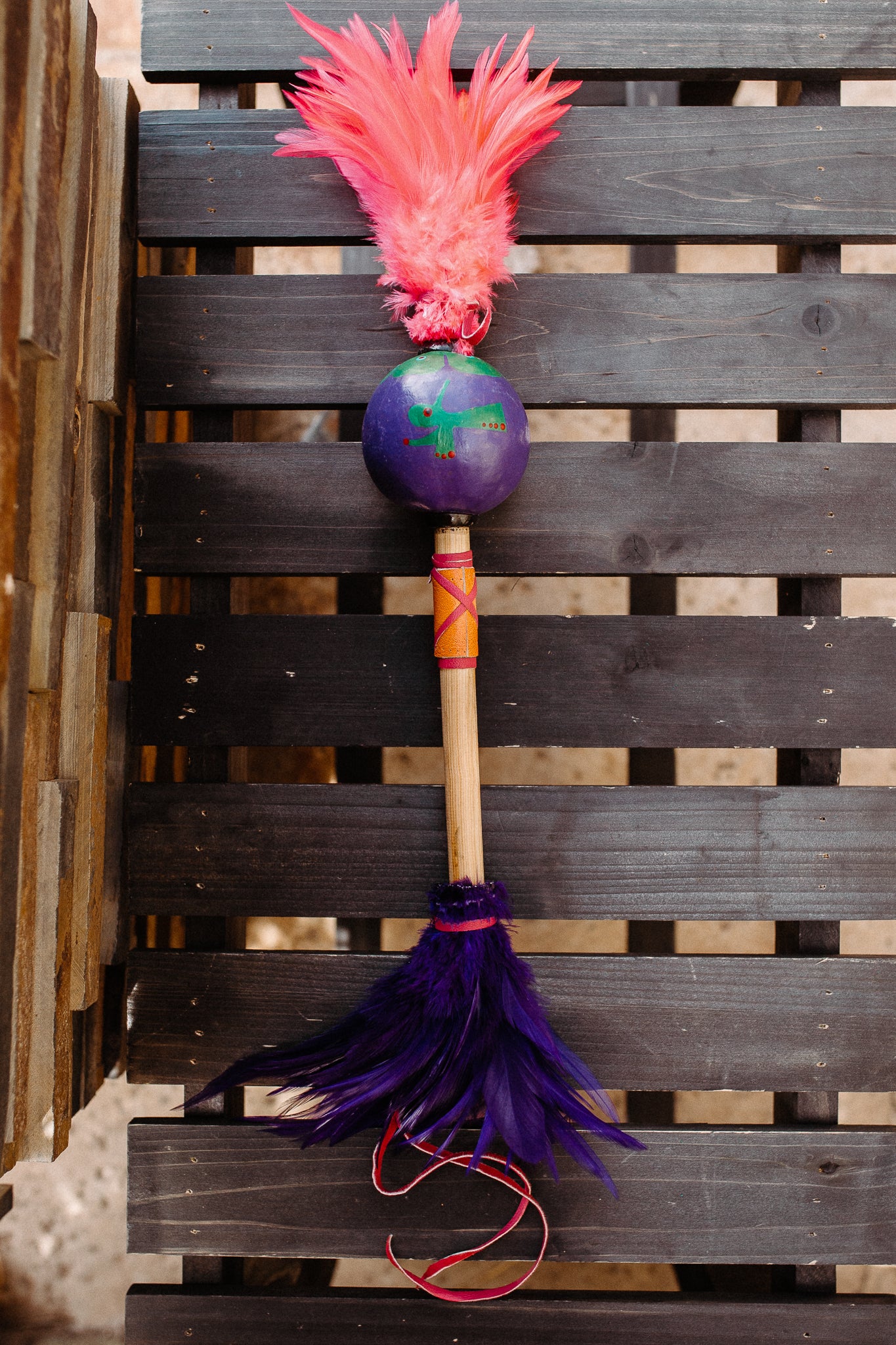 Painted Gourd Feather Sonajas
