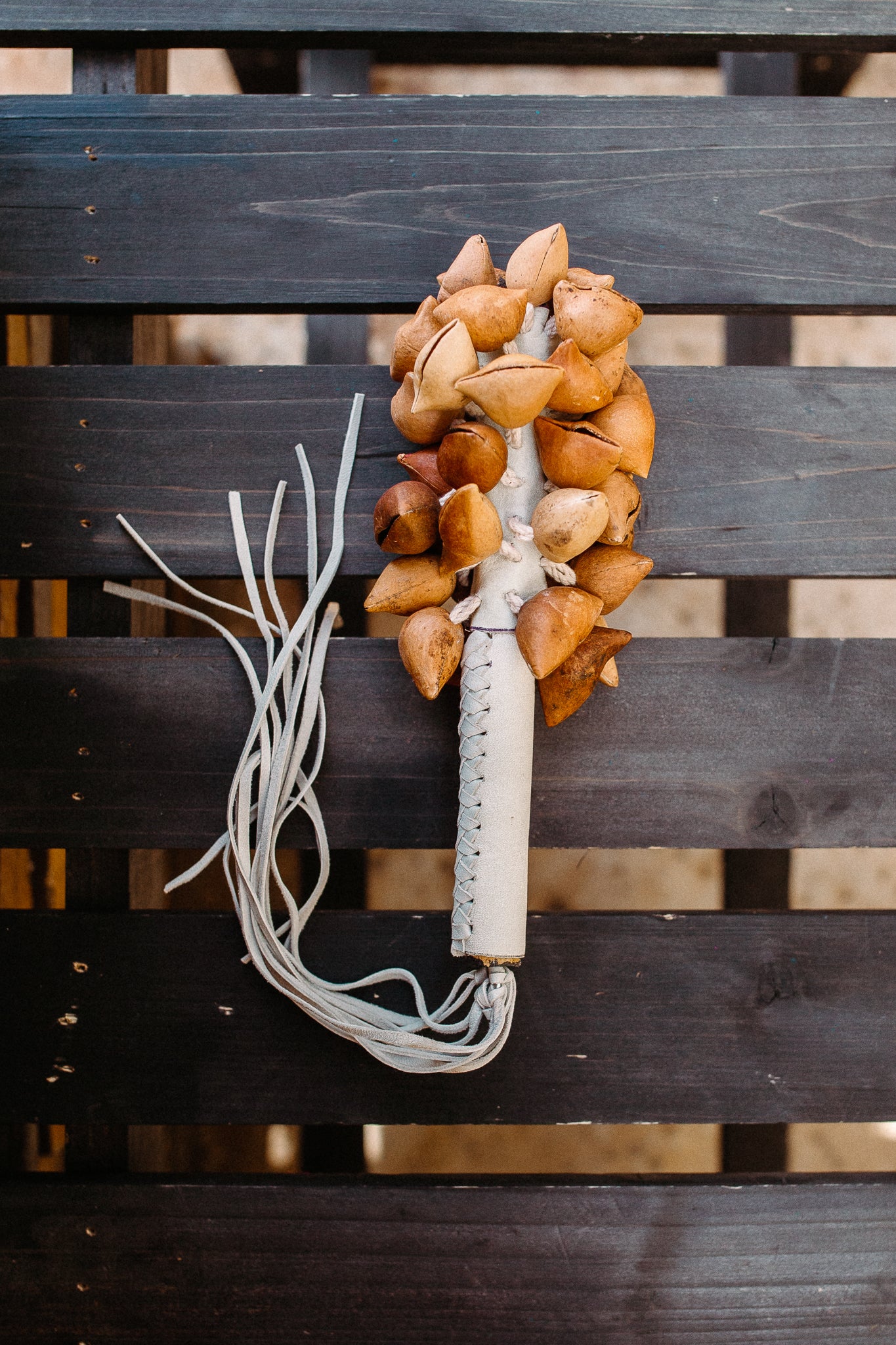 Deer Hide Ayoyote Rattle - Small Sonajas