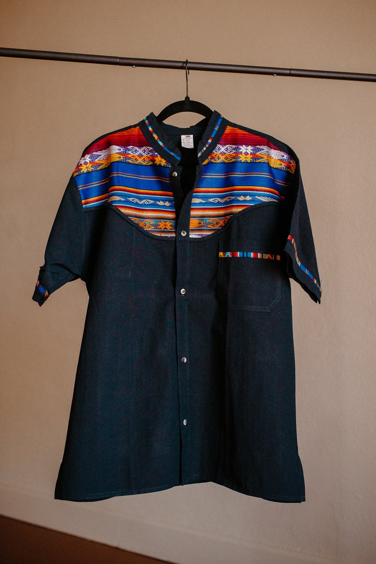 Navy Blue Zarape Button Up