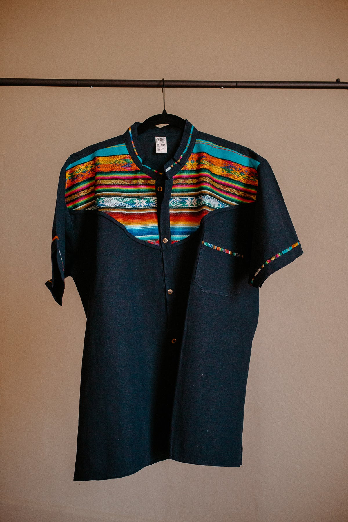 Navy Blue Zarape Button Up