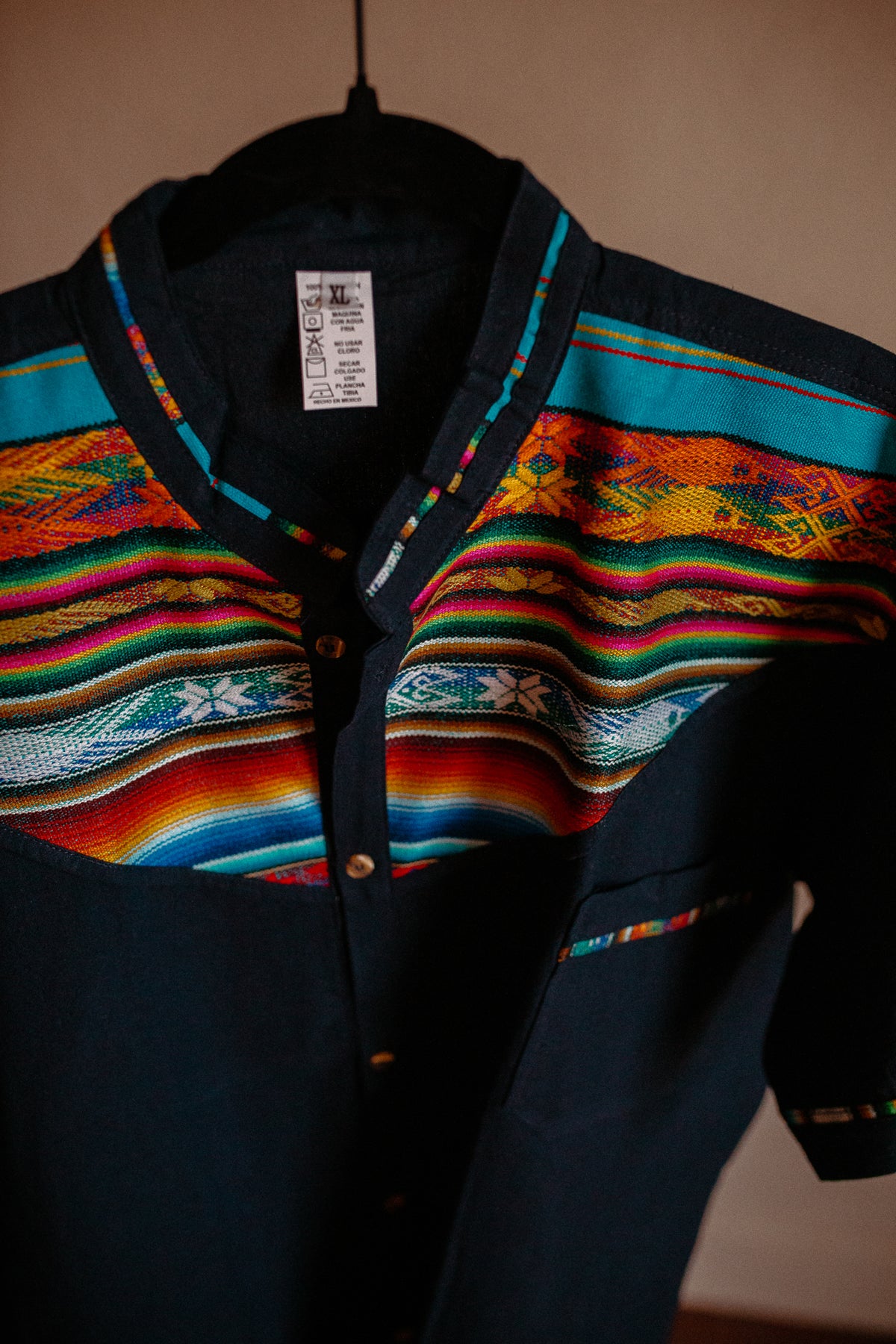 Navy Blue Zarape Button Up