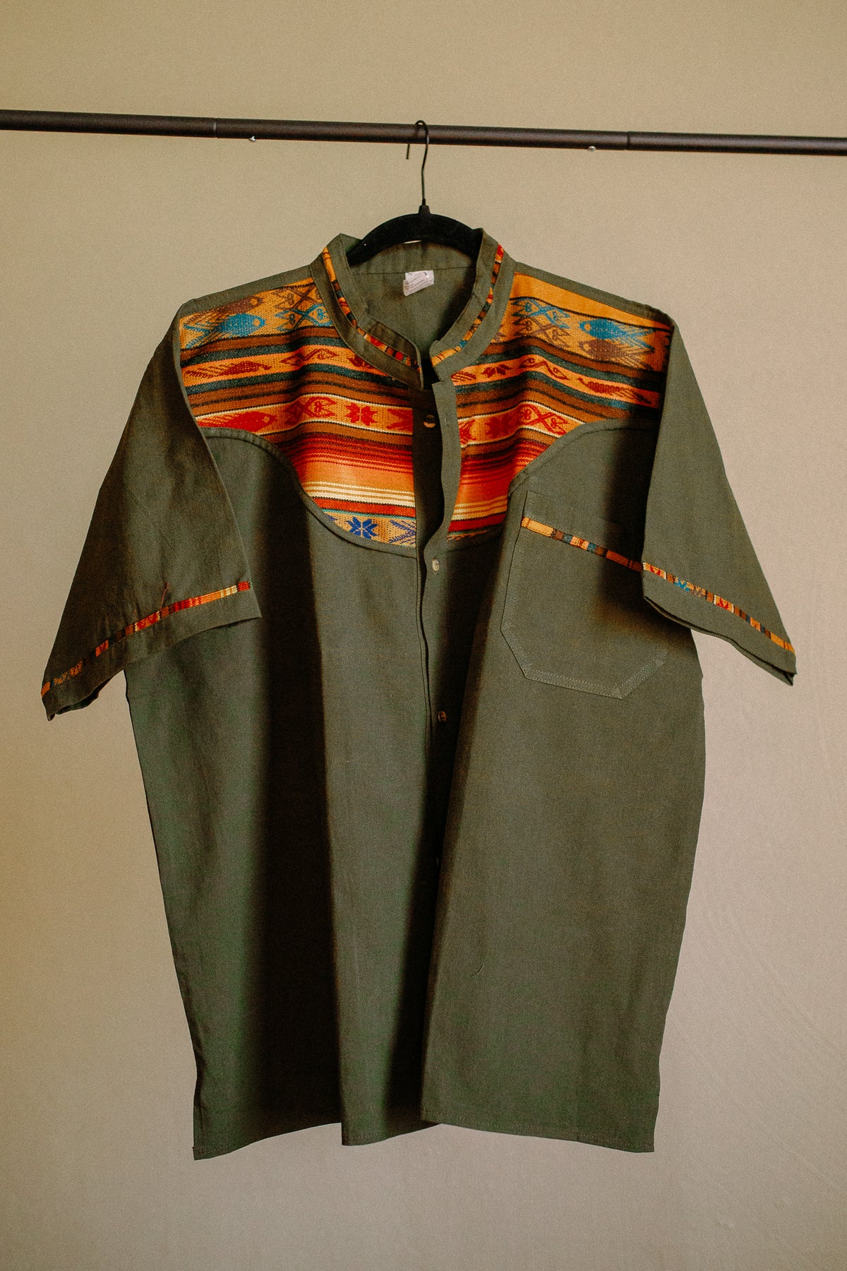 Olive Green Zarape Button Up