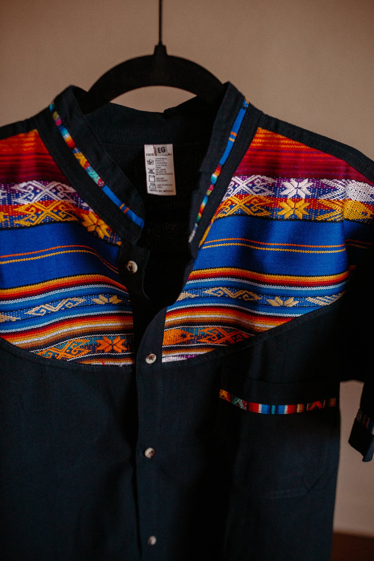 Navy Blue Zarape Button Up