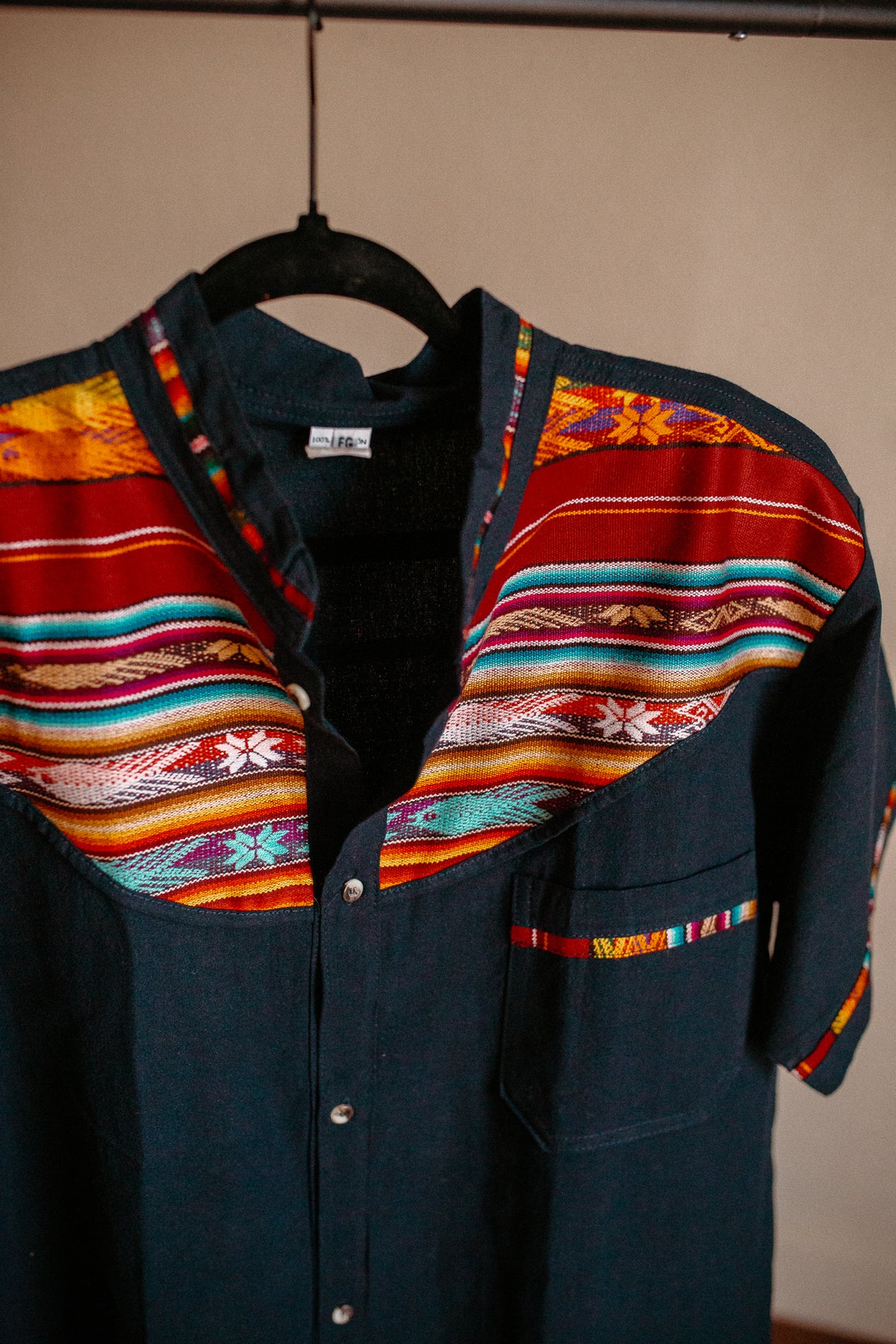 Navy Blue Zarape Button Up