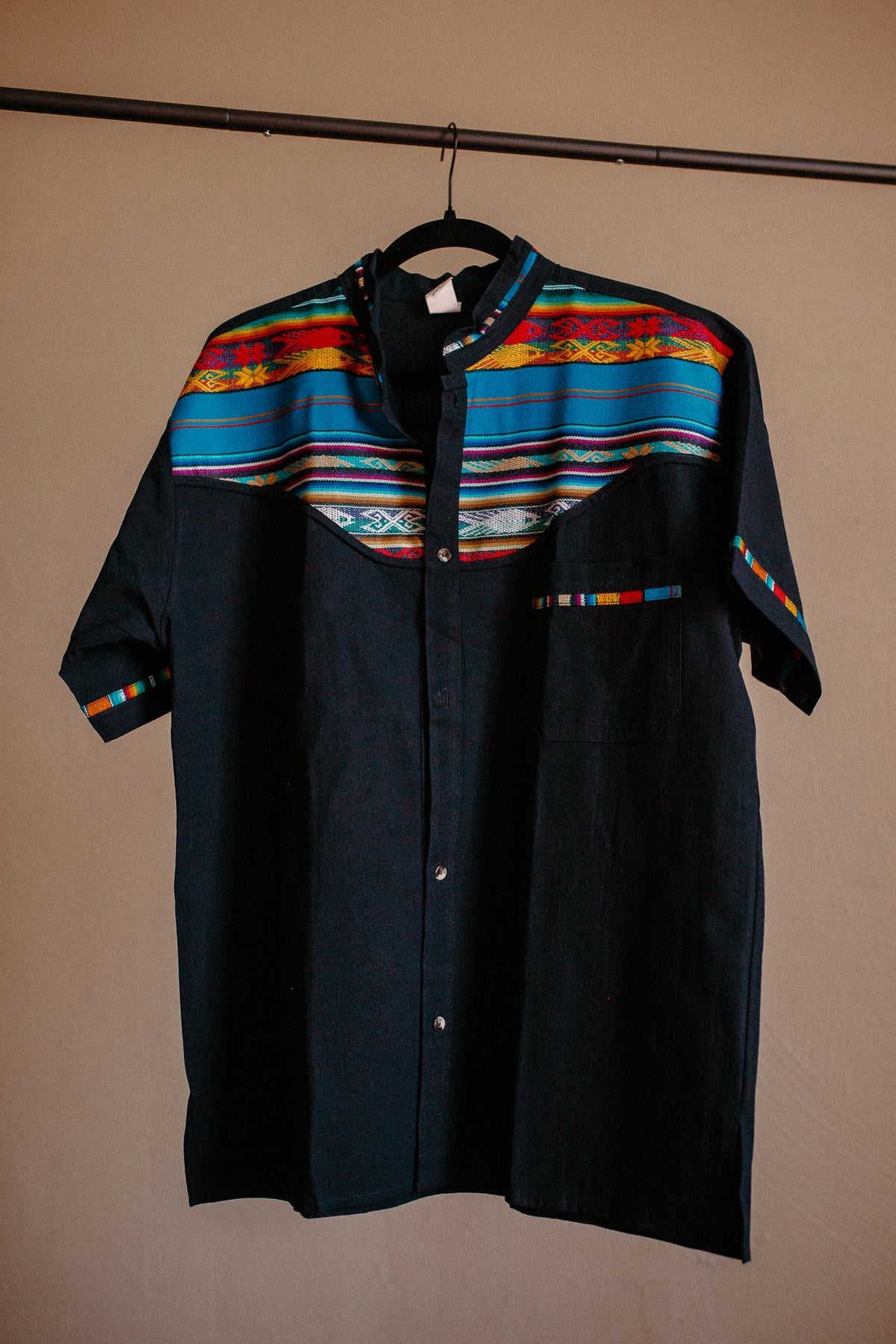 Navy Blue Zarape Button Up