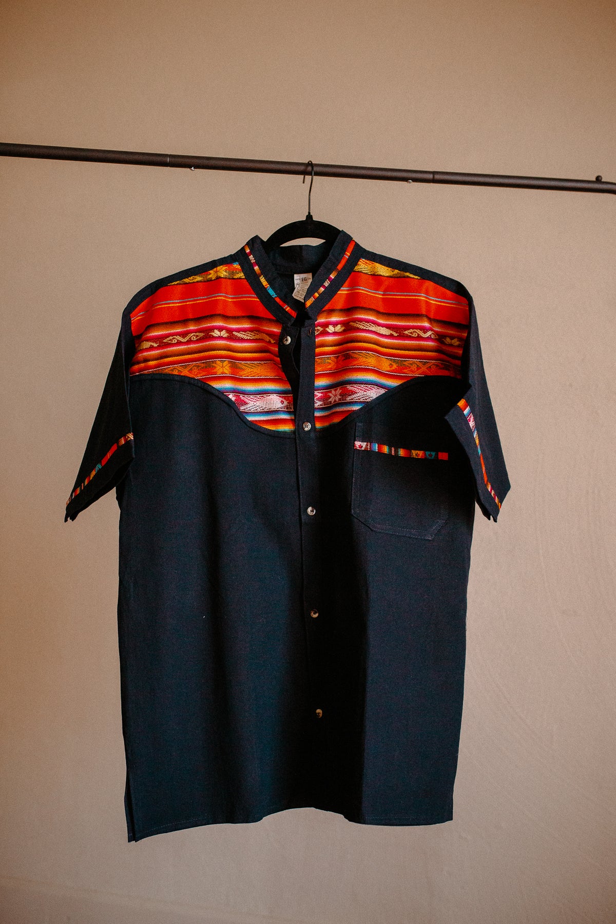 Navy Blue Zarape Button Up