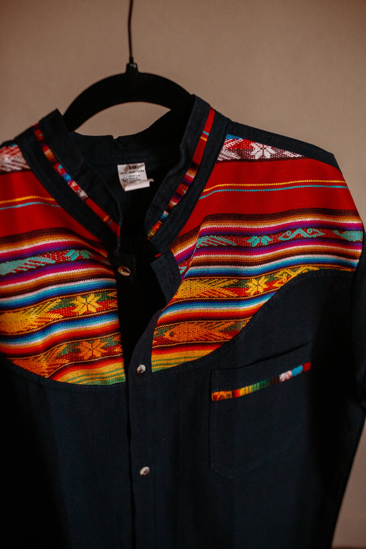 Navy Blue Zarape Button Up
