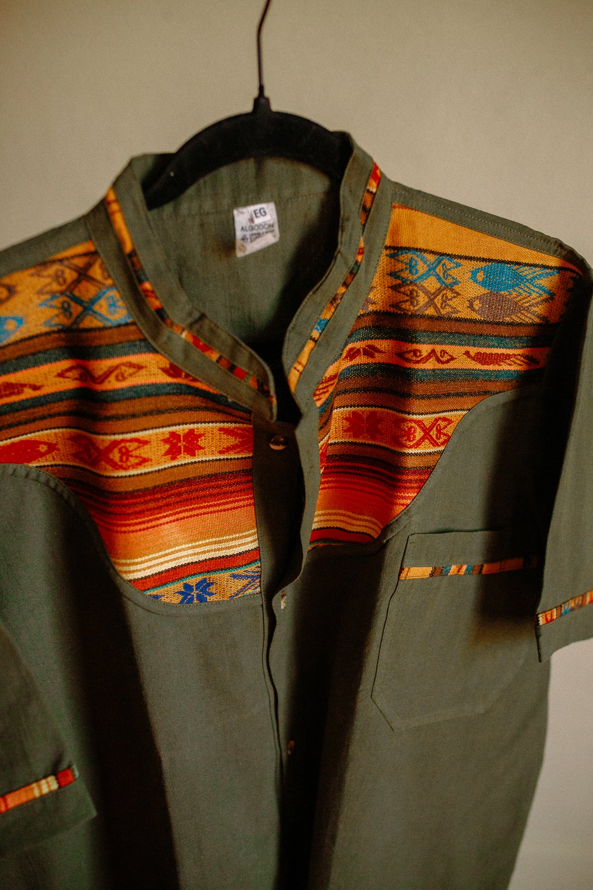 Olive Green Zarape Button Up