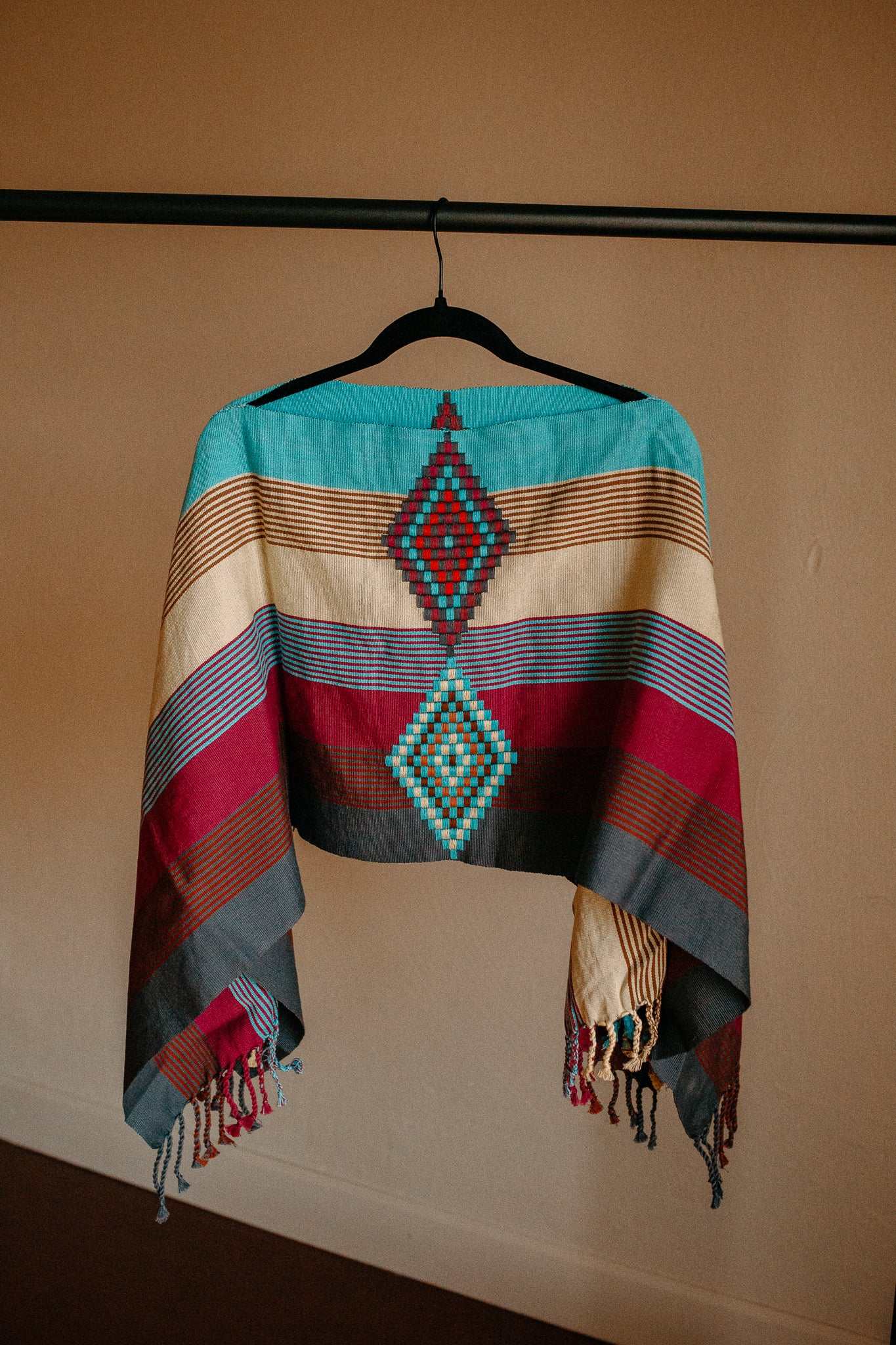 Multicolor Turquoise Berry Chiapas Poncho