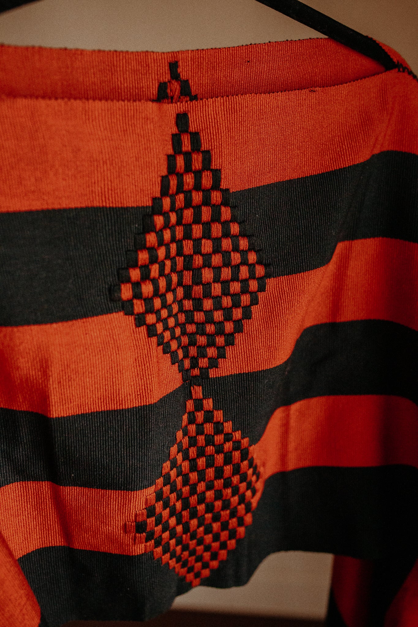 Orange Black Chiapas Poncho