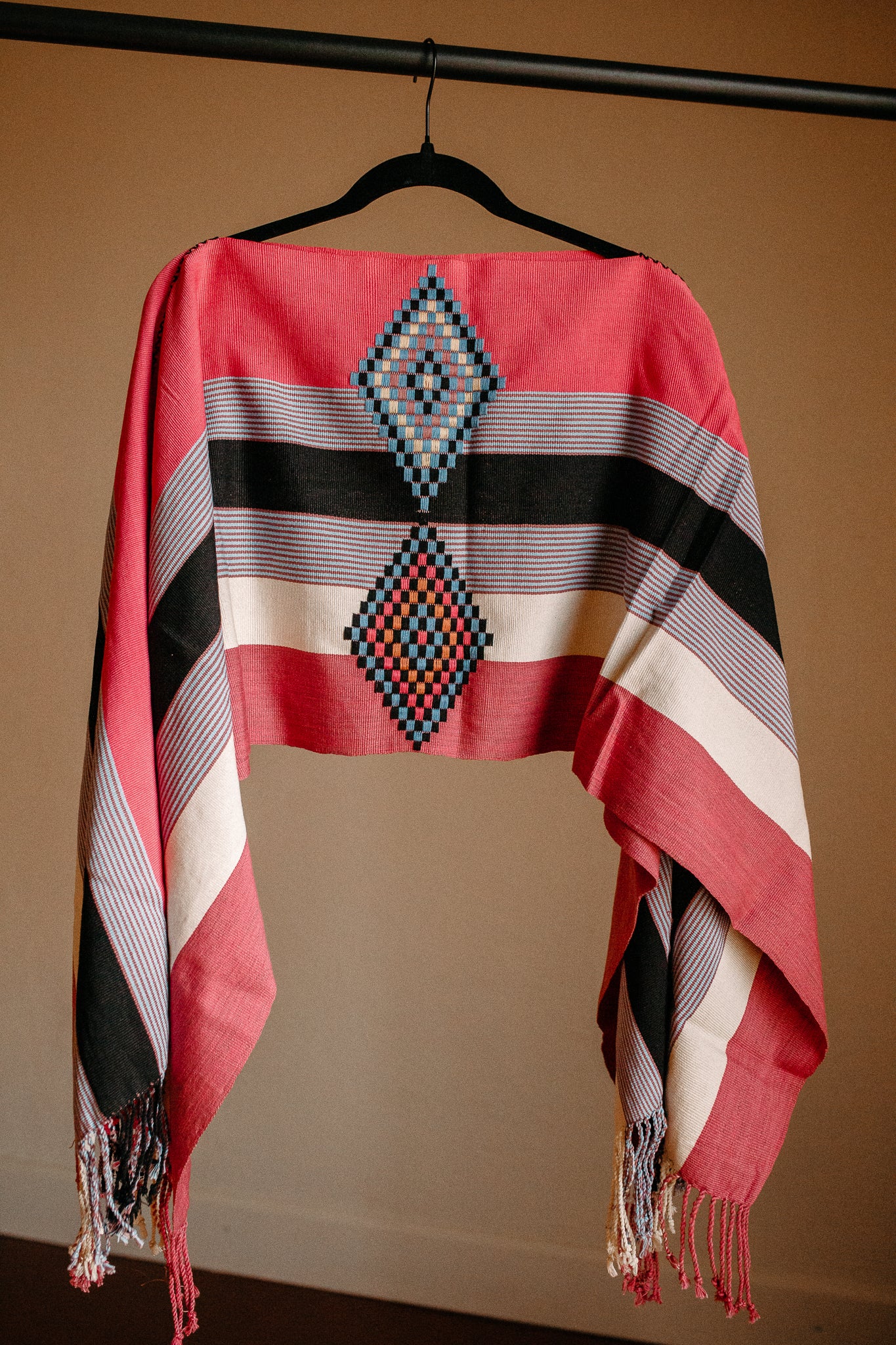 Multicolor Neutrals Pink Chiapas Poncho