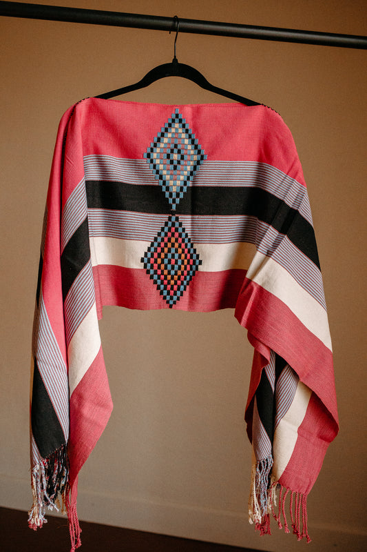 Multicolor Neutrals Pink Chiapas Poncho