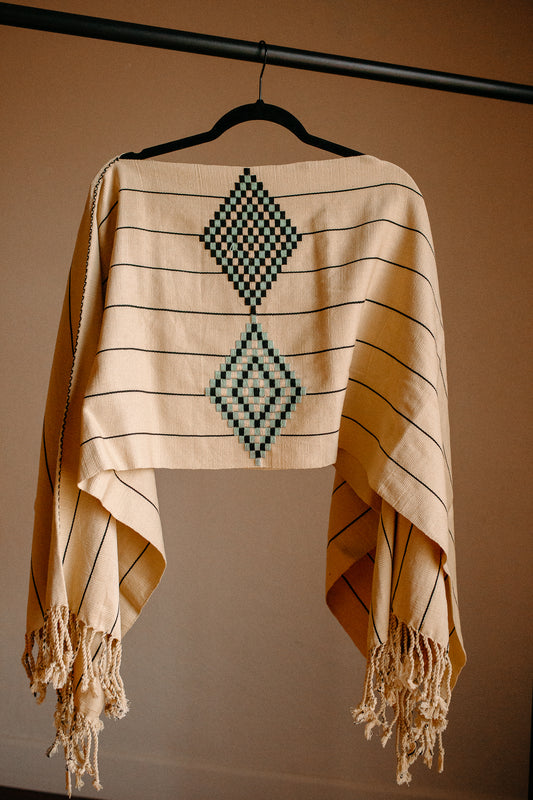 Cream Mint Chiapas Poncho