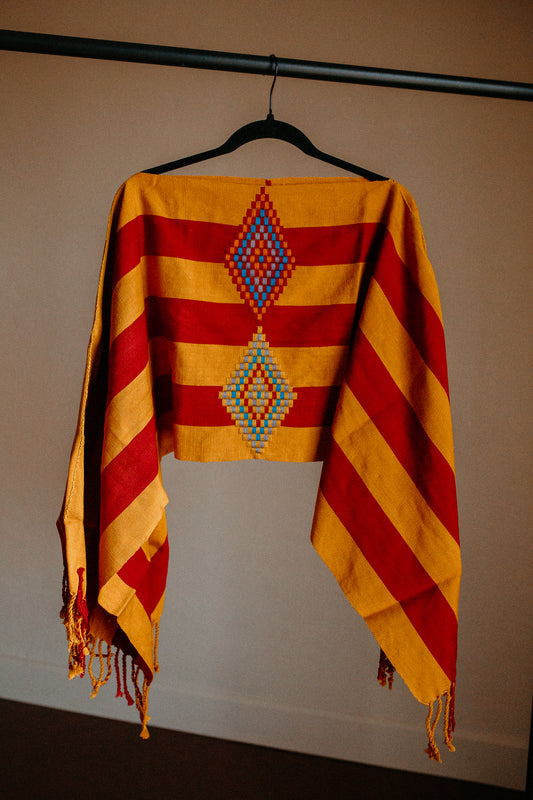 Mustard Red Chiapas Poncho