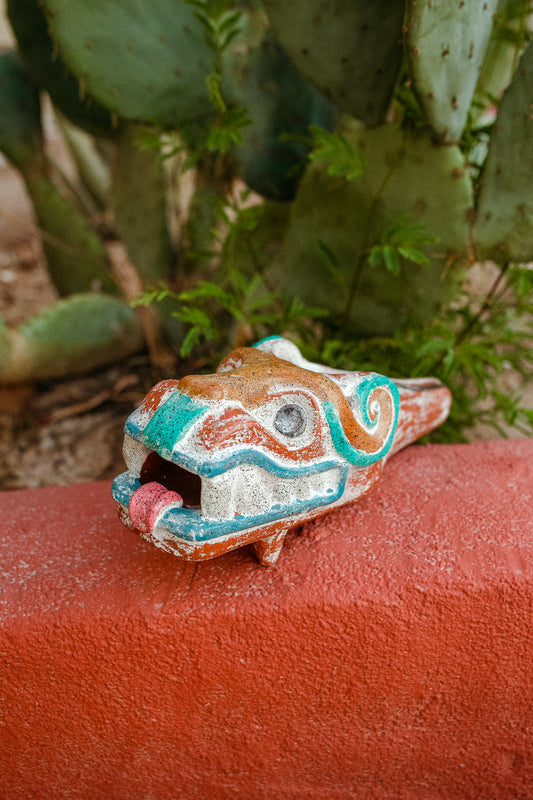 Large Painted Quetzalcoatl Ceramic Copalero aka Popoxcomitl