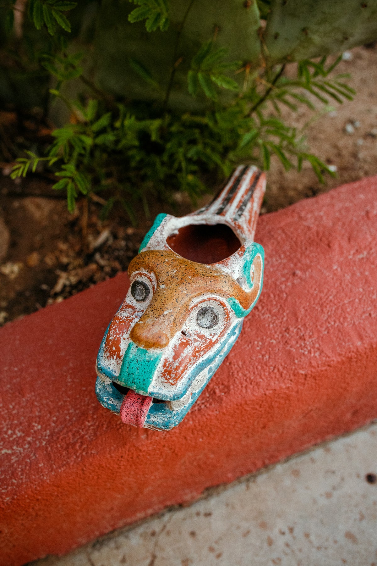 Large Painted Quetzalcoatl Ceramic Copalero aka Popoxcomitl