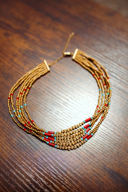Gold Beaded Ecuadorian Necklace