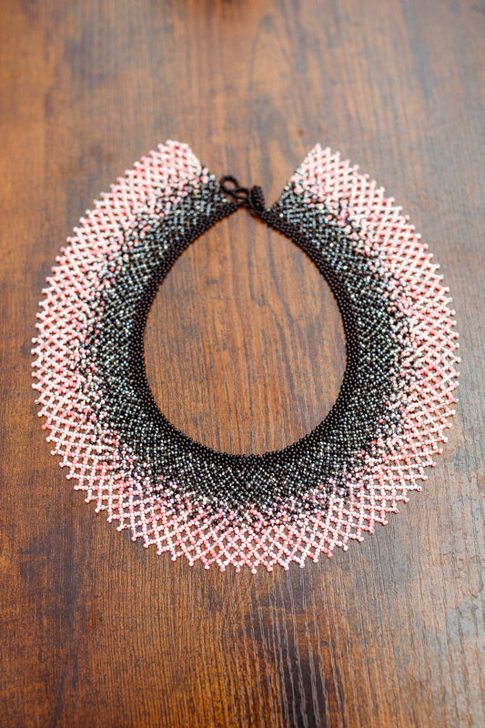 Pink n Black Beaded Ecuadorian Necklace