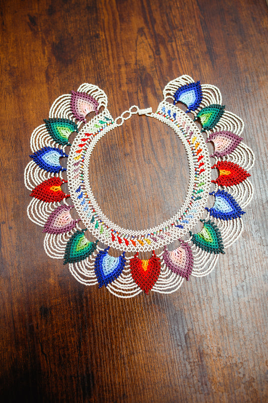Multicolor White Beaded Ecuadorian Necklace