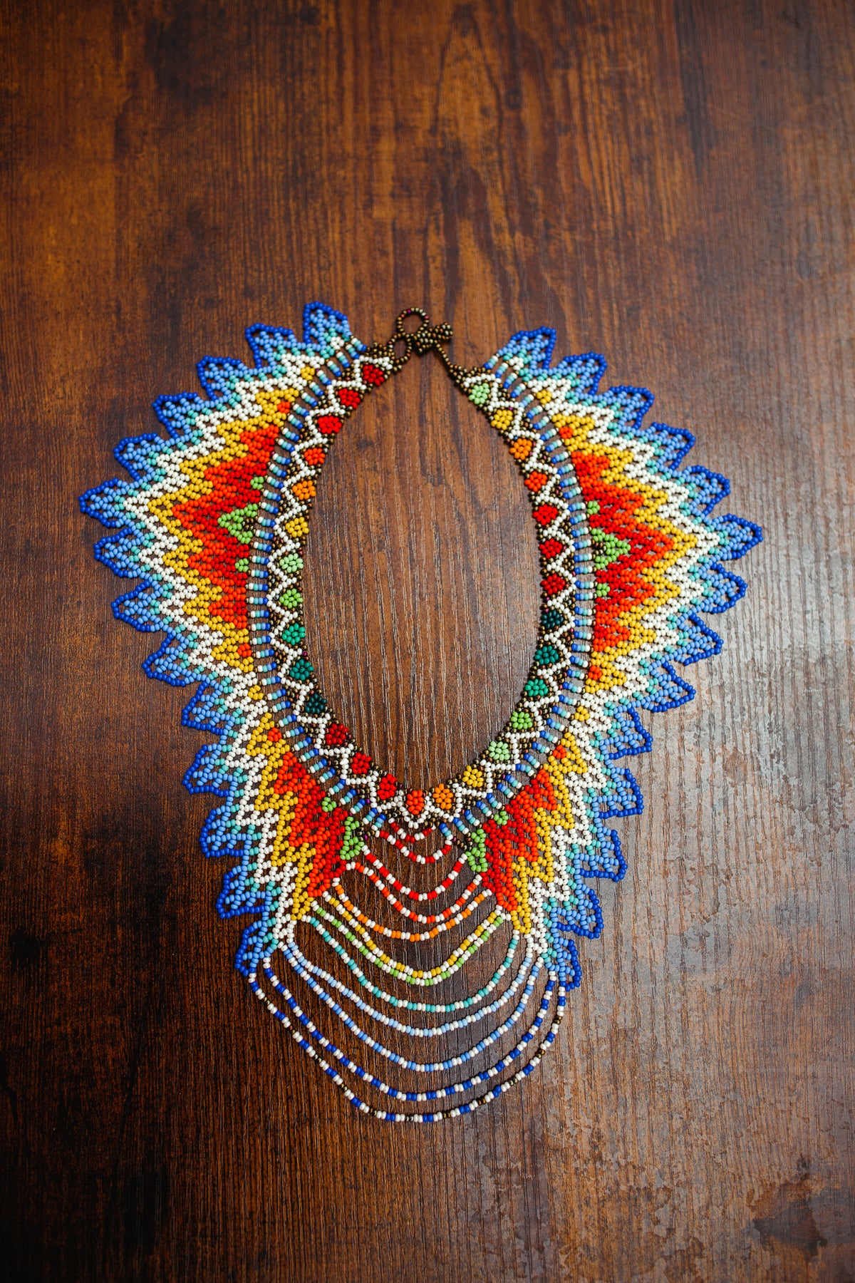 Multicolor Blue Beaded Ecuadorian Necklace