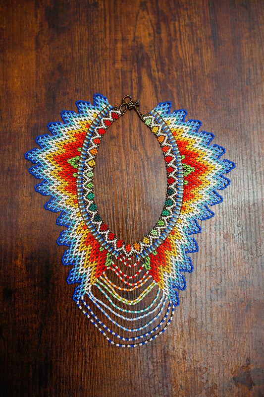 Multicolor Blue Beaded Ecuadorian Necklace