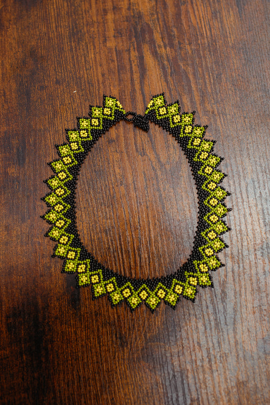 Citrus Black Beaded Ecuadorian Necklace