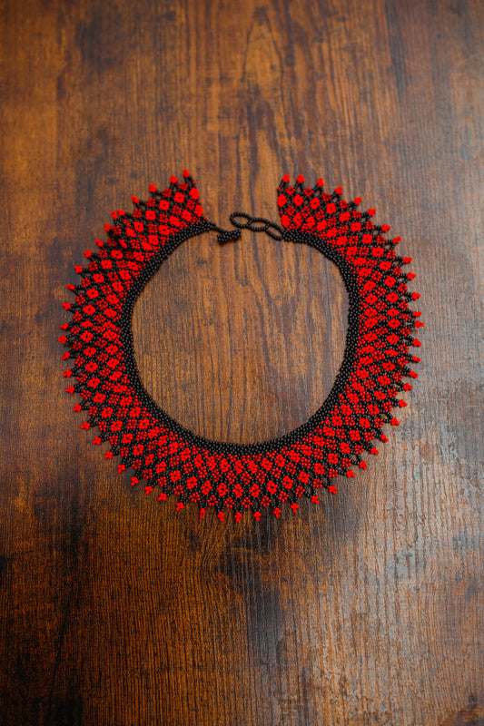 Red Black Beaded Ecuadorian Necklace