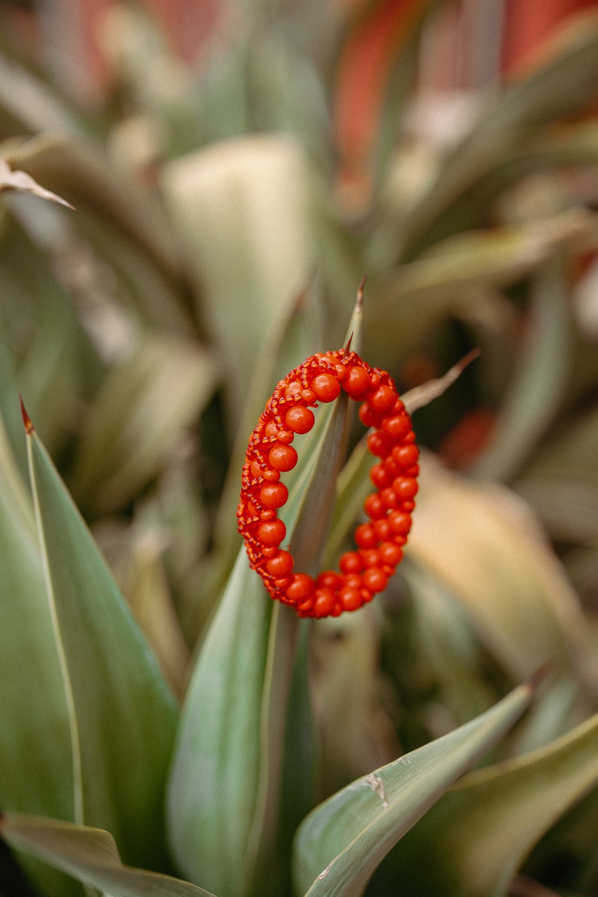Ecuadorian Interlaced Red Beaded Bracelet