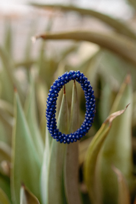 Ecuadorian Blue Beaded Jeweled Bracelet