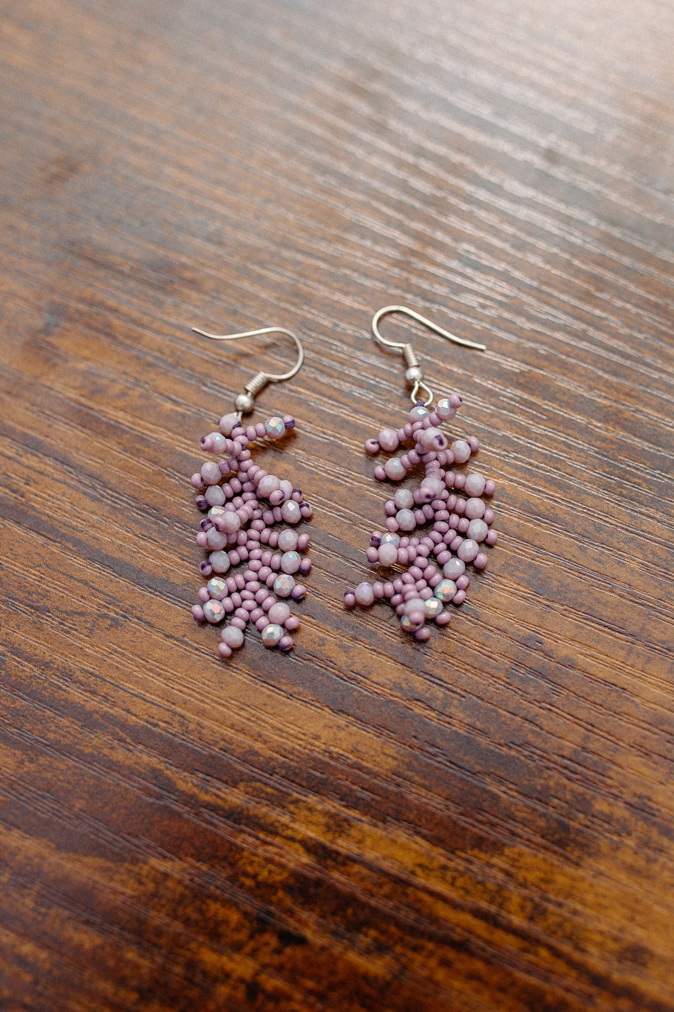 Purple Beaded Ecuadorian Earrings