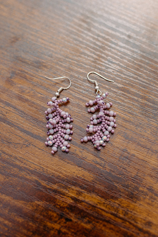 Purple Beaded Ecuadorian Earrings