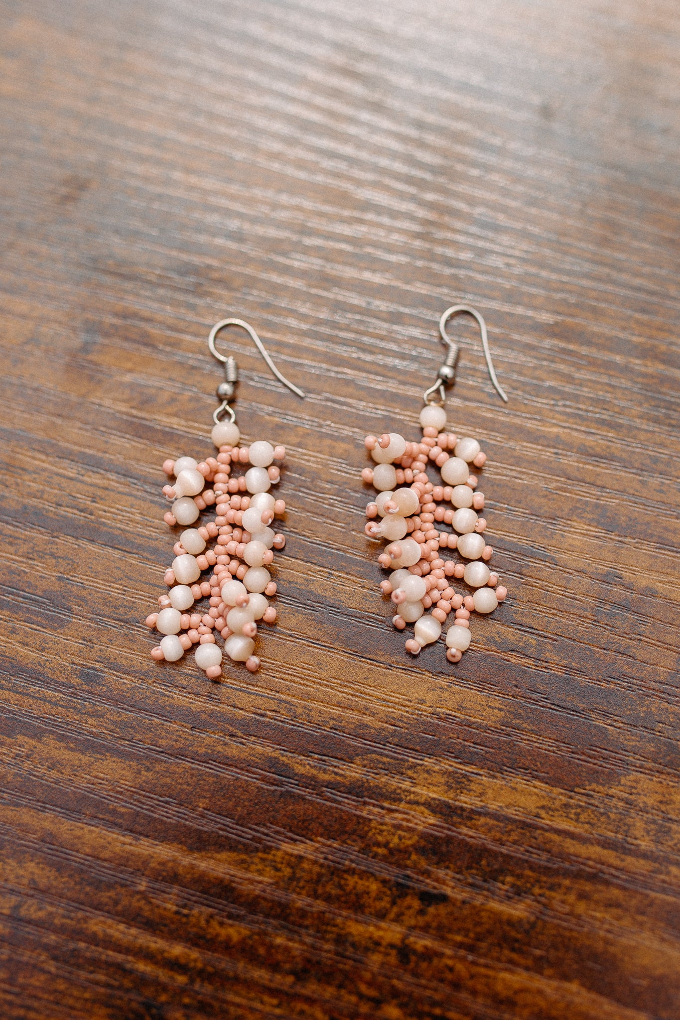 Pink Beaded Ecuadorian Earrings