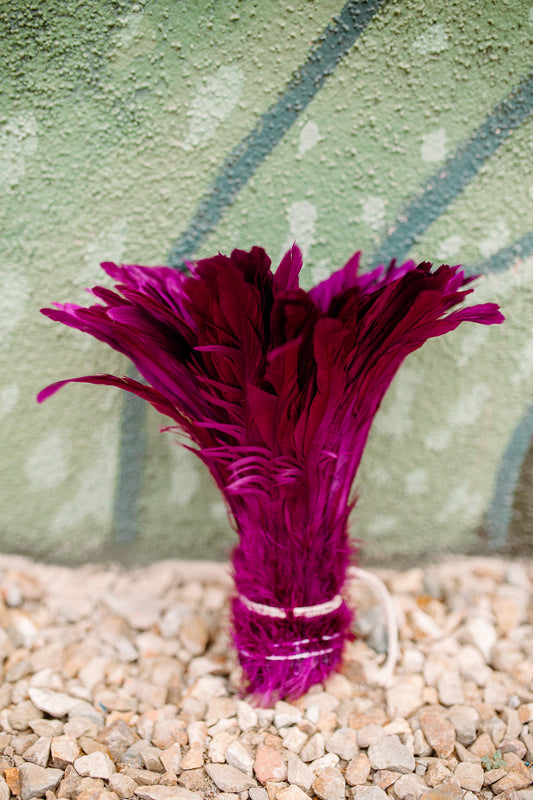 8-10" Plum Dyed Rooster Tail Feathers