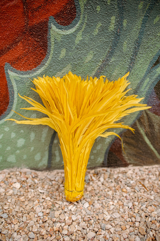 18 - 20 " Yellow Dyed Rooster Tail Feathers