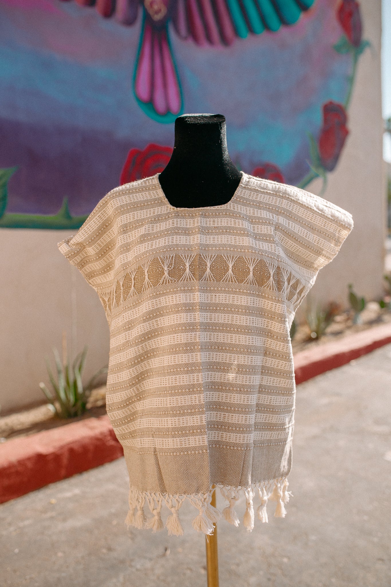 Woven Huipil Deshilado with Tassles