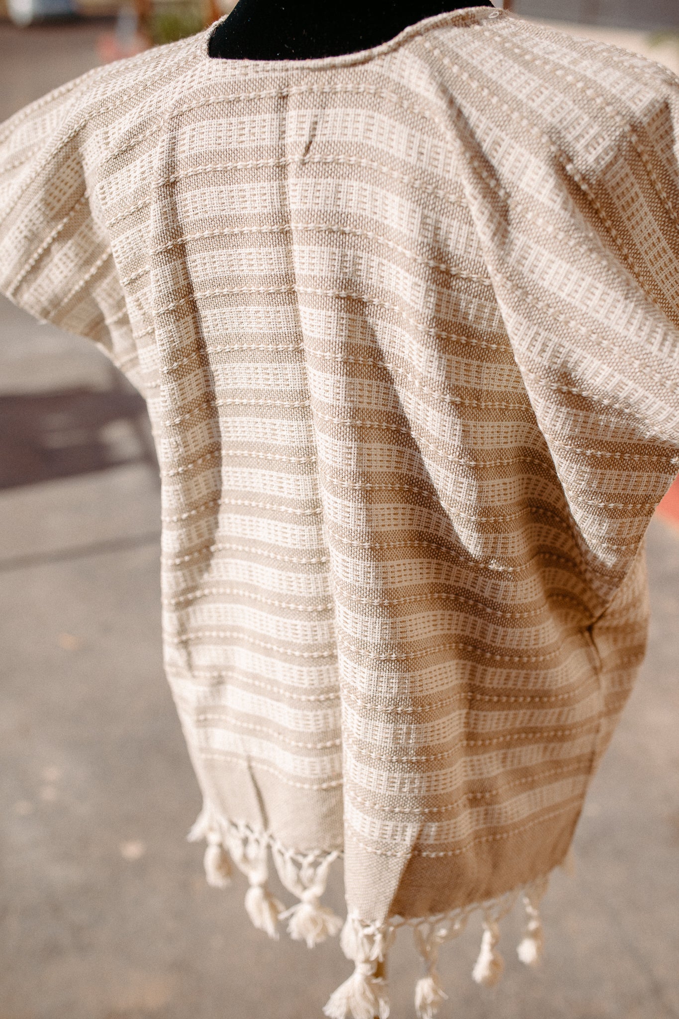 Woven Huipil Deshilado with Tassles